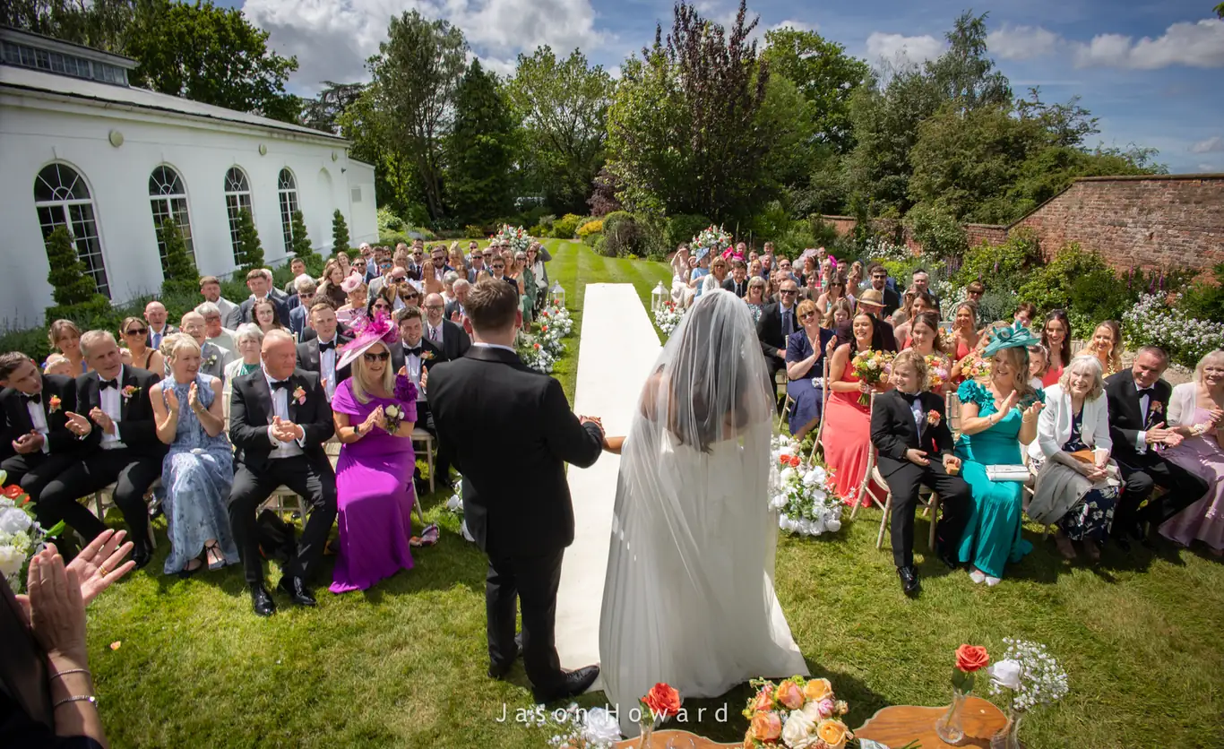 Outdoor garden wedding at Rowton Hall Hotel, Cheshire