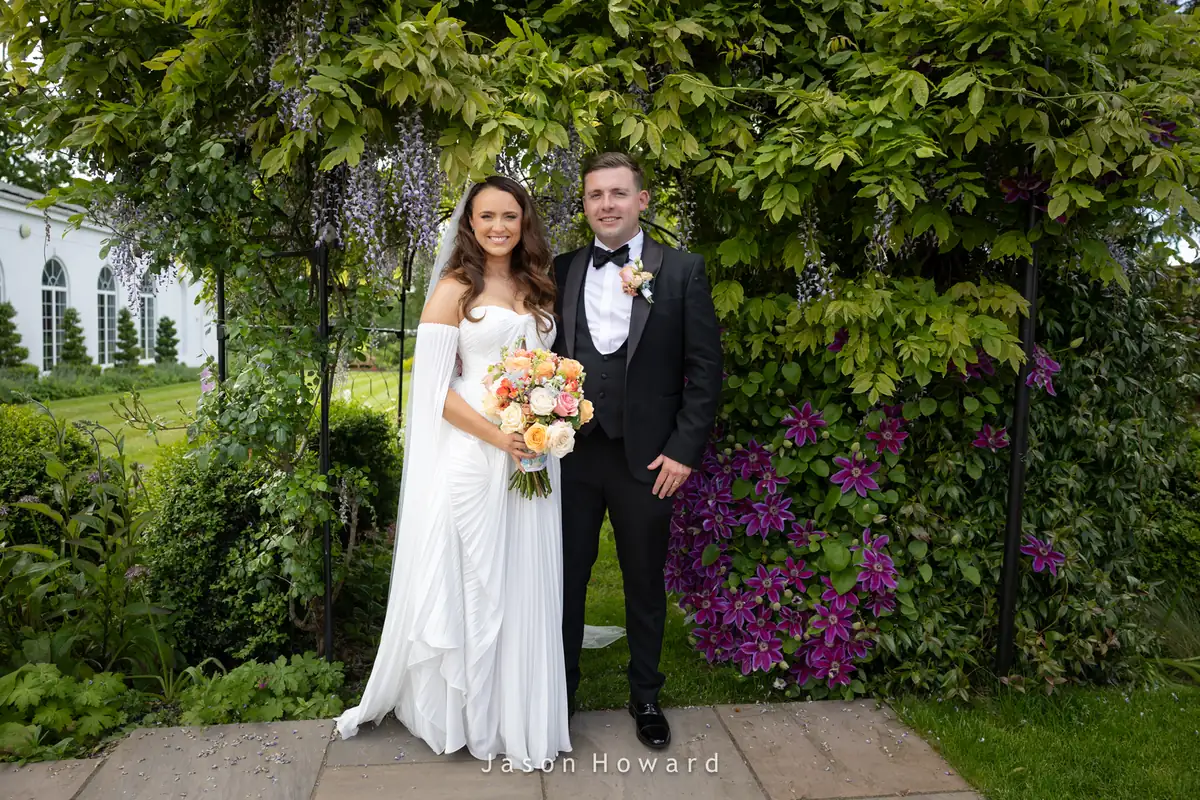 Bride and groom at their Cheshire wedding at Rowton Hall Hotel